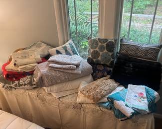 Large Collection of Linens & Blankets