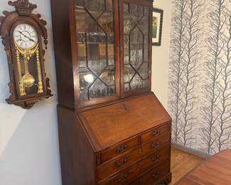 Antique 5 Drawer / 2 Door Secretary with Bookcase (22-1/2"D x 45"W x 98"H)