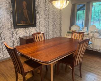 Daniel's Amish Furniture Galveston Dining Table (73"L x 48"W x 30-1/2"H) & Phineas Rose Studios Handcrafted Dining Chairs (18"W x 23"D x 39"H / 4 Total)