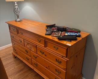 Dixie Scalloped Pine 10 Drawer Dresser (64"W x 19"D x 35"H)