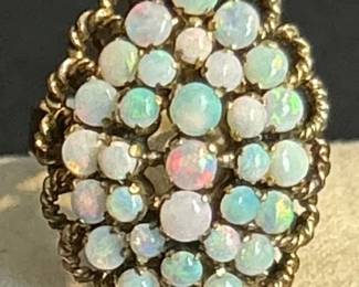 Striking 14K Gold Opal Cluster Ring