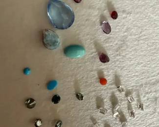 Collection of Precious SemiPrecious Stones  Diamonds, Turquoise, Topaz, Amethyst, Garnet, Coral 