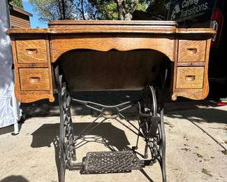  Antique Minnesota Model A Treadle Sewing Machine with Oak Cabinet