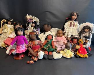Vintage Handmade African American and Ethnic Doll Collection  Porcelain, Cloth, and Vinyl