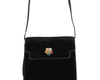 Bally Jewel Clasp Velvet Evening Bag