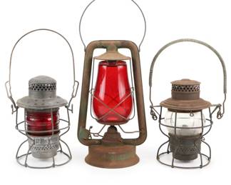 Chesapeake & Ohio Railroad Kerosene Lamp with Adlake and Other Red Glass Lamp