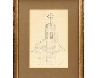 John H. W. Rhein III Ink Drawing "The Cross and Parapet," 1980