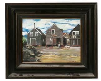 Liefje Smith Oil Painting "Monhegan Fishing Huts," 2004