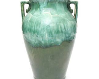 Art Deco Style Green Ceramic Drip Glaze Vase, Mid-20th Century