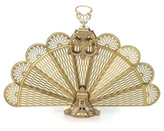 Victorian Empire Style Brass Peacock Fireplace Screen
