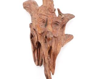 Hand-Carved Folk Art Tree Spirit Wood Sculpture