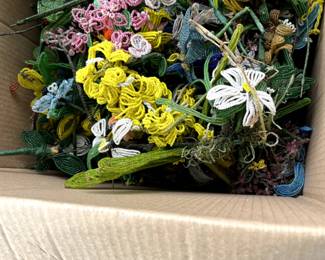 box of vintage beaded flowers