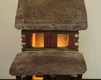 Handmade Primitive Lightup Log Cabin 1 Of 2 