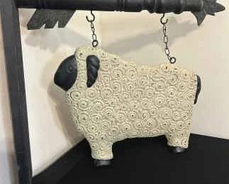 2 Vintage Resin Sculptures With Wooden Hanger