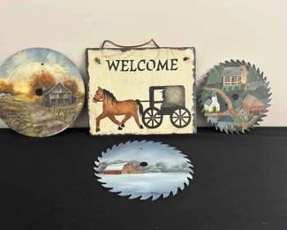 3 Circular Saw Blade Art A Slate Welcome Sign