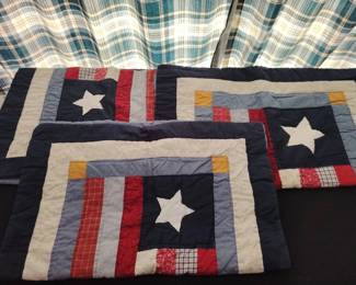 Trio of Vintage American Patriotic Quilt Pillow Cases 