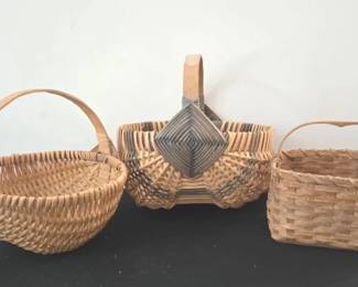 3 Small Hand Woven Baskets