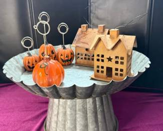 Galvanized Metal Tiered Tray And Rustic Decorations