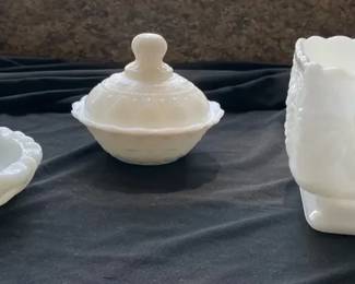 3 Pieces Of Milk Glass