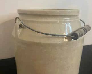 Vintage Stoneware Crock With Bail Handle 