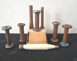 Assortment Of Antique Wooden Spools