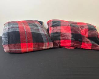 2 Red Black Plaid Throws