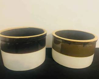 A Pair Of TwoToned Stoneware Crocks 