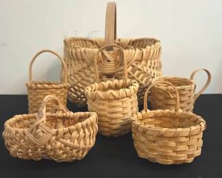 Lot Of 6 Handwoven Miniature Baskets