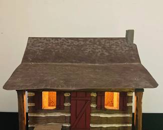 Handmade Primitive Lightup Log Cabin 2 Of 2 