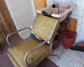 Hairdresser hair washing sink and chair