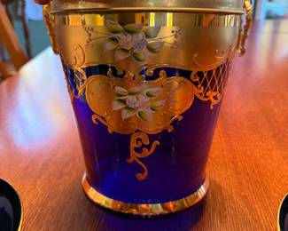 Vintage Hand painted Murano glass champagne set