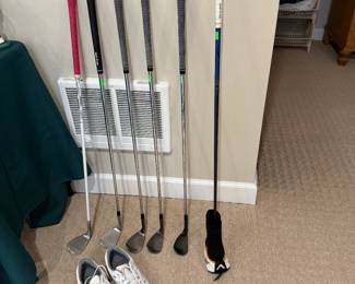 Callaway golf clubs; golf shoes