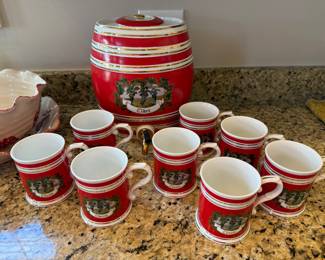 Two's Company "Cheers" Christmas holiday mug & dispenser set