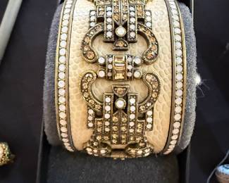 Heidi Daus Ecru Swarovski Crystal Hinged cuff bracelet