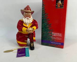 Christmas firefighter santa figurine