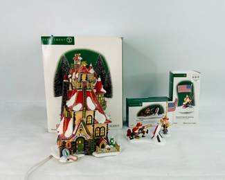 Christmas village house with figurines