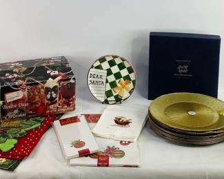 variety of Christmas themed tableware