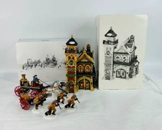 Christmas village house with figurines