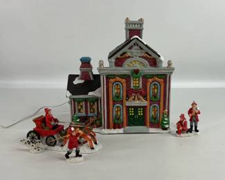 Christmas village house and figurines