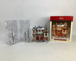 Christmas village house with trees