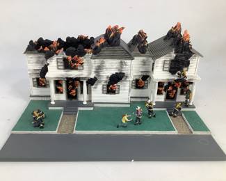 Code 3 Collectibles burning house with firefighters