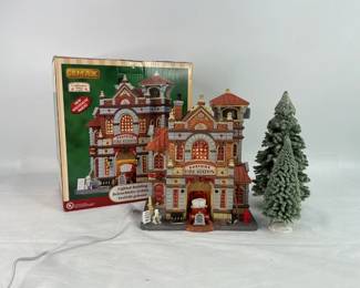 Christmas village house with trees
