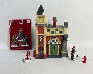 Christmas village house and figurines