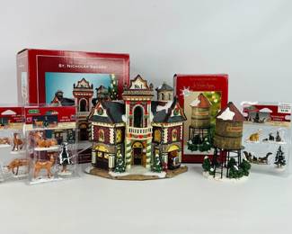 Christmas village house and figurines
