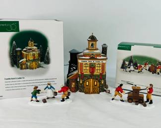 Christmas village house with figurines