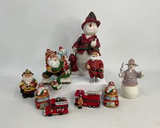 Christmas firefighter themed figurines
