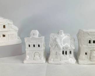 unpainted Christmas village houses