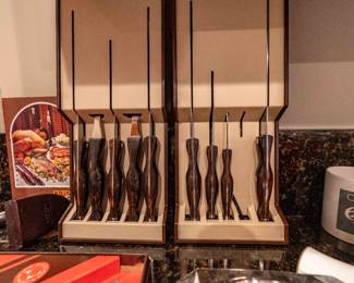 Vintage Cutco Meat Serving Set (2 Sets) with handmade wood handles           