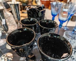 Monarch by Tiara Exclusive Black Pitcher and 4 Goblets 