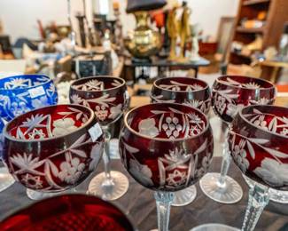 Nachtmann Traube Hawk 24% hand cut crystal wine goblets in Red
